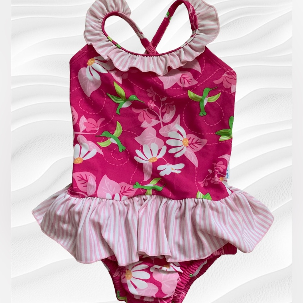 i play. Pink Floral Kids Swim One Piece